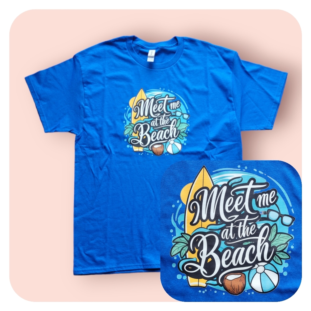NWOT Adult Large Unisex Graphic Gildan Short Sleeve T-shirt, Beach Theme